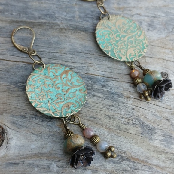 Handmade for Earthlings Jewelry - 🆕 Bohochic Verdigris Jasper & Brass Roses